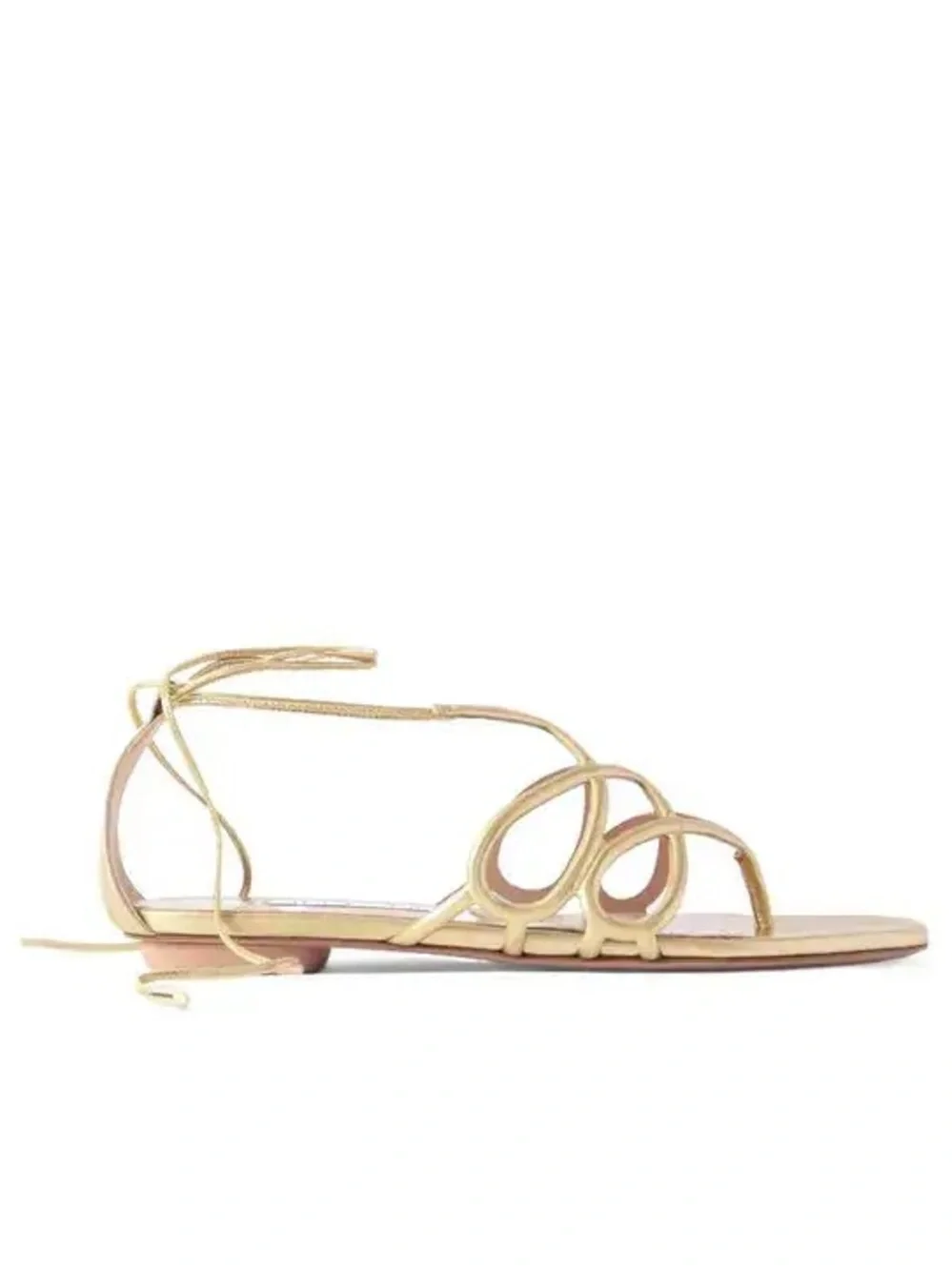 Aquazzura Infinito Metallic Gold Strappy Lace-Up Sandals size 38.5